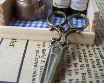 Accessories - Victorian Scissors Pendants, Antique Bronze Tailor Shears Charms  25x60mm Set Of 10 Pcs A1398