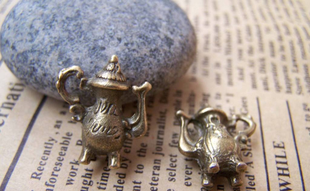 Accessories - Vintage Teapot Pendants Wine Pot Antique Bronze Charms 17x18mm Set Of 10 Pcs A1252