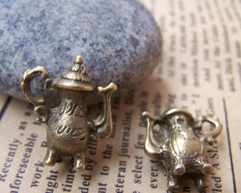 Accessories - Vintage Teapot Pendants Wine Pot Antique Bronze Charms 17x18mm Set Of 10 Pcs A1252