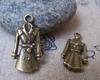 Accessories - Wind Coat Dust Coat Bronze Clothes Charms 12x23mm Set Of 10 Pcs A1911