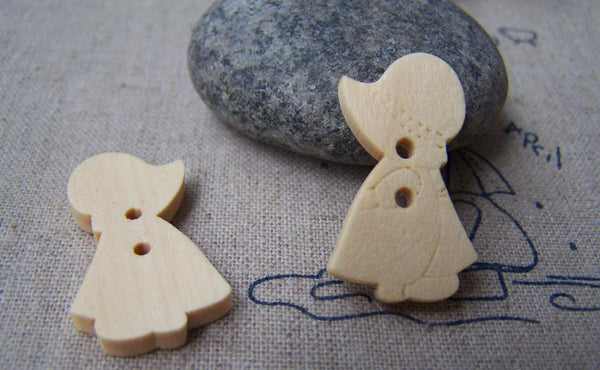 Accessories - Wood Buttons Dutch Doll Sue Buttons 16x28mm Set Of 25 Pcs A2084