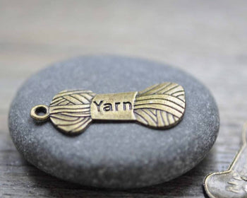 Accessories - Yarn Bundle Charms Antique Bronze Flat Pendant  12x30mm Set Of 20 Pcs A7835