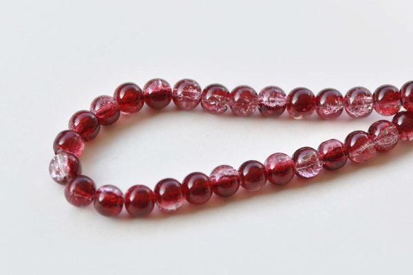 31 inches Strand (80 pcs)  Red Color Crackle Glass Beads 8mm A3914