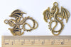10 pcs Antique Gold Flying Dragon Charms Pendants 27x34mm A1088