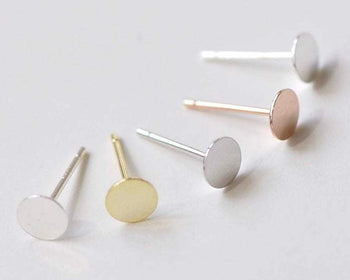 8 pcs 925 Sterling Silver Flat Pad Earring Stud Post Findings