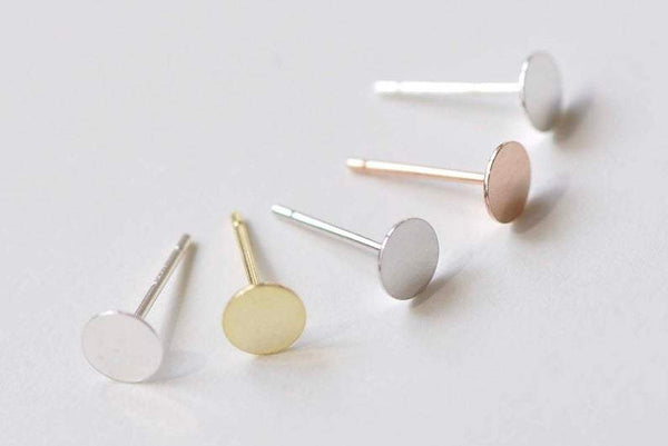 8 pcs 925 Sterling Silver Flat Pad Earring Stud Post Findings