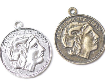 10 pcs Alexander The Great Coin Pendants Charms