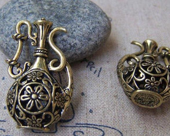 2 pcs Antique Bronze Floral Wine Pot Charm Pendants  A3270