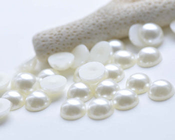 Resin Pearl White Round Flat Back Half Cabochon Wedding Deco Embellishments