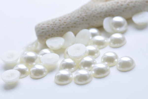 Resin Pearl White Round Flat Back Half Cabochon Wedding Deco Embellishments