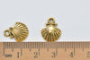 Antique Gold Scallop Sea Shell Charms 11x14mm Set of 20 A1960