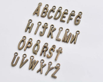 Antique Bronze Small Alphabet Letter Tags Initial Charms A-Z Size 6x16mm