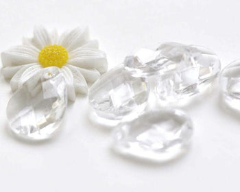Clear Faceted Teardrop Acrylic Rain Drop Charms Beads Set of 50