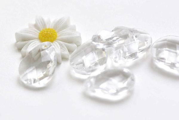 Clear Faceted Teardrop Acrylic Rain Drop Charms Beads Set of 50