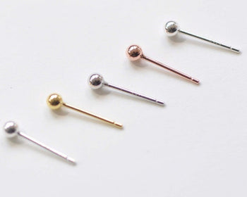 4 pcs (2 Pairs) 925 Sterling Silver Ball Earring Stud Post