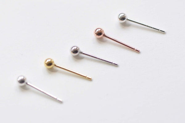 4 pcs (2 Pairs) 925 Sterling Silver Ball Earring Stud Post