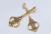 Crown Key Pendants Antique Gold Charms Set of 5 A7810