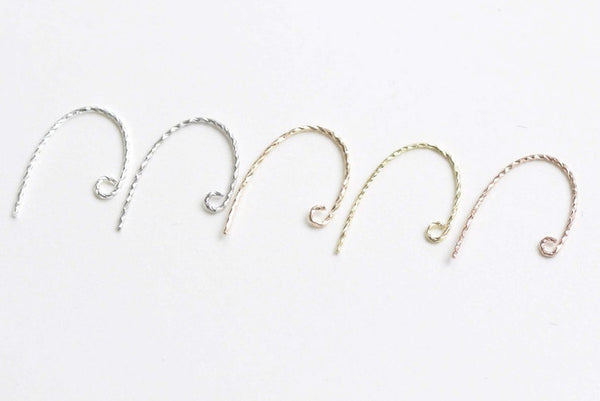4 pcs (2 Pairs) 925 Sterling Silver Textured Earring Hook Earwires Findings