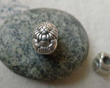 20 pcs Antique Silver Rondelle Lion Beads  8x11mm A5850