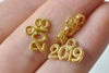 30 pcs Shiny Gold New Year 2018 2019 2020 Number Charms