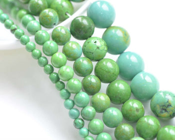 One Strand Natural Green Turquoise Round Howlite Stone Beads 4mm-12mm