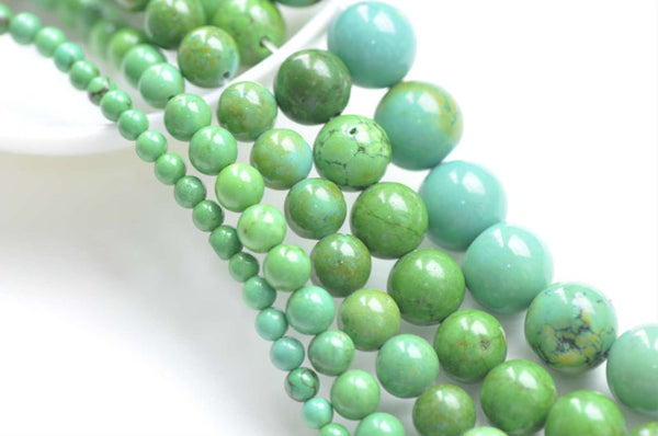 One Strand Natural Green Turquoise Round Howlite Stone Beads 4mm-12mm