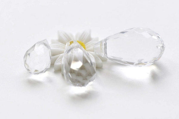 Chunky Clear Faceted Briolette Teardrop Acrylic Beads Set of 20