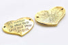 10 pcs Antique Gold First Love Mother Heart Connectors Charms A5401