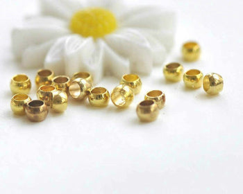 200 pcs of Gold Tone Brass Crimp Beads 3mm A4143