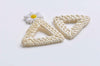 2 pcs Natural Rattan Earring Pendant Wooden Straw Findings