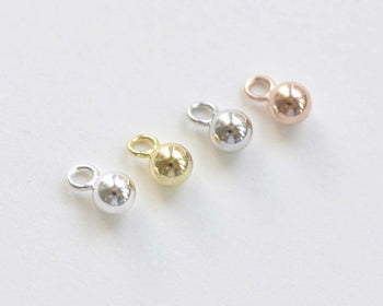 2 pcs 925 Sterling Silver Round Ball Charms Pendants Silver/Platinum/Gold/Rose Gold