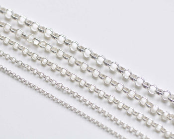 Polished 925 Sterling Silver Rolo Necklace Chain