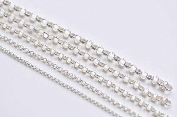 Polished 925 Sterling Silver Rolo Necklace Chain
