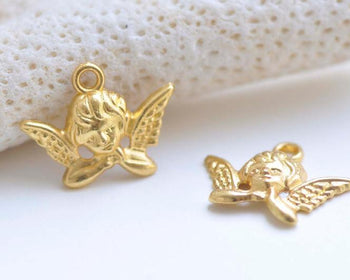 20 pcs Shiny Gold Lovely Angel Charms Pendants 11x20mm A9012