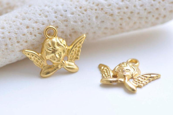 20 pcs Shiny Gold Lovely Angel Charms Pendants 11x20mm A9012