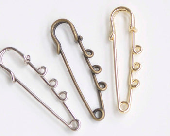 Kilt Pin Shawl Pins Three Loops Safety Broochs 50mm/65mm/70mm Set of 10