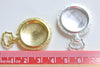 6 pcs Shiny Silver/Gold Pocket Watch Round Setting Pendant Tray