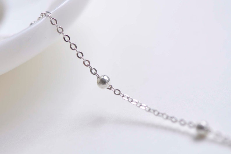 Polished 925 Sterling Silver Saturn Satellite Chain Flat Oval Link Chain