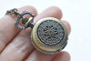 1 PC Antique Bronze Small Round Flower Pocket Watch 27mm/47mm