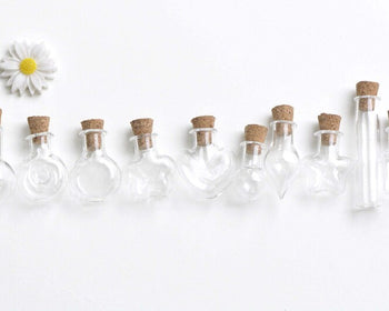 Clear Glass Flat Square Bottles Long Empty Star Shaped Vials Container Jars With Corks Set of 6