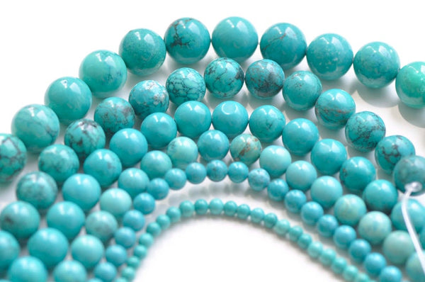 One Strand Blue Green Turquoise Round Gemstone Beads 4mm-12mm