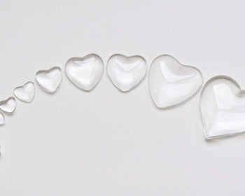 Crystal Glass Cabochon Heart Shaped Cameo Various Sizes Available