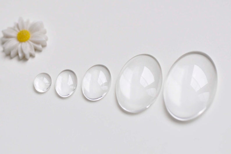 Crystal Glass Flat Back Oval Cabochon Cabs