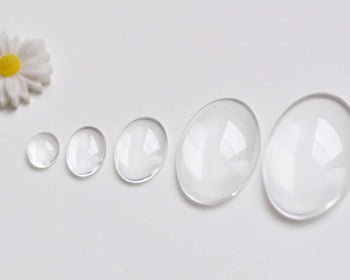 Crystal Glass Flat Back Oval Cabochon Cabs