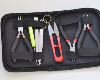 Jewelry Making Starter Kit Pliers Awl With Black Case Set of 8 Pieces