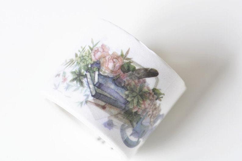 Retro Flower Book Rabbit Washi Tape 30mm x 5M Roll A13344