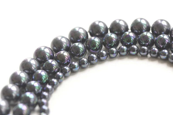 One Strand Colorful Black Mother of Pearl Round Beads