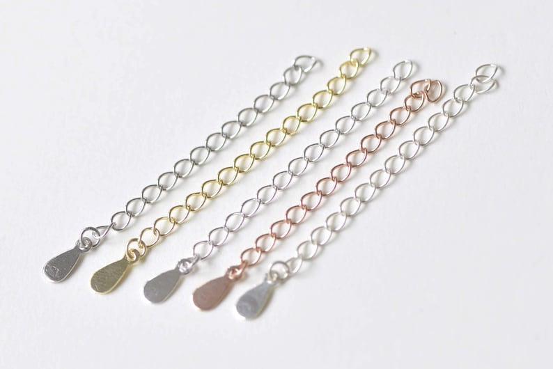 925 Sterling Silver Teardrop Tags Extender 5cm Extension Chain