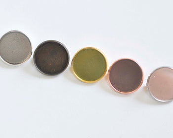Brass Round Base Bezel Brooch Back Match 20mm/25mm Cameo Set of 10