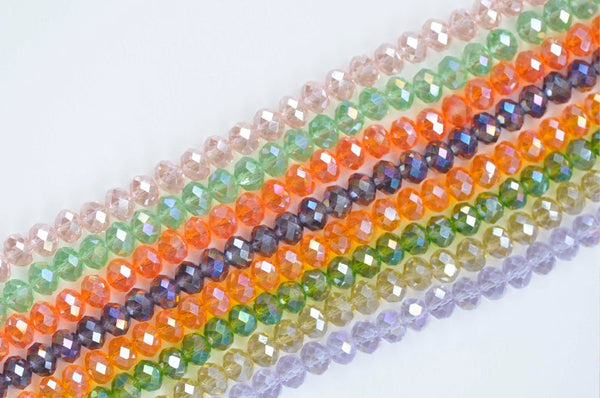 One Strand AB Color Faceted Rondelle Crystal Glass Abacus Beads